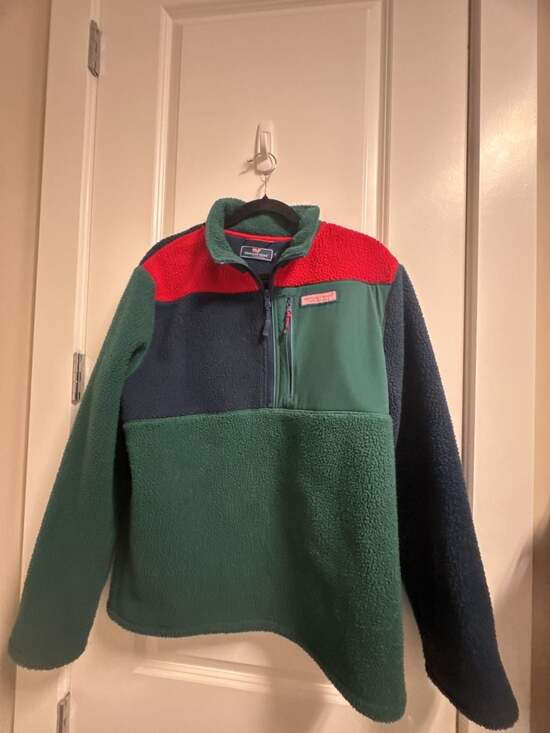 Vineyard Vines Other - Vineyard Vines 1/4 Zip Fleece Pullover Jacket Men med  Colorblock Green/Red